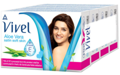 Vivel Aloe Vera Soap, Satin Soft Skin with Vitamin E 100gx4